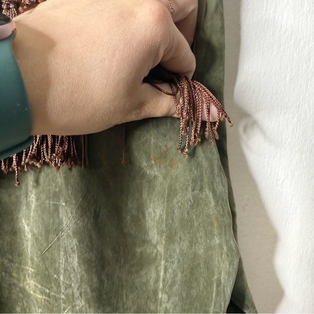 Vintage Cache Green Faux Suede Fringe Western Equestrian Button Blouse - Picture 4 of 8